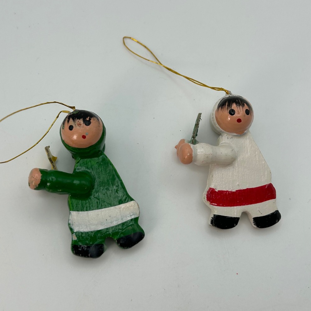 Set of 18 Vintage Hand Painted Wooden Christmas Ornaments Miniature Figures READ - Picture 11 of 13